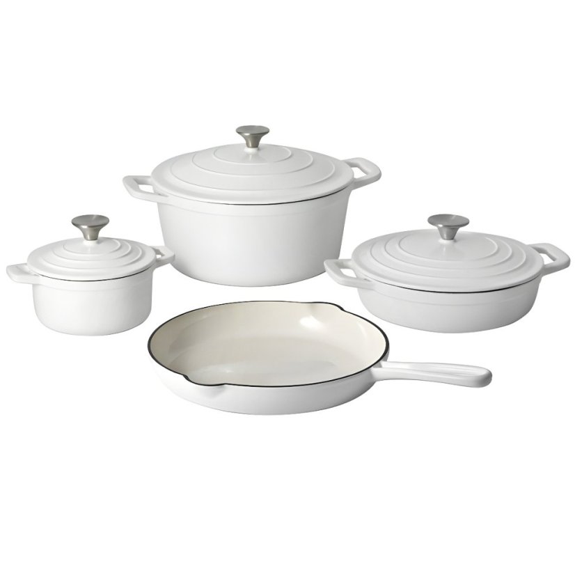 Batería de cocina de hierro fundido Xanten 7 piezas blanca