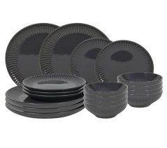 Jedálenská sada tanierov 18 ks lesklá šedá Jedálenská sada tanierov 18 ks lesklá šedá