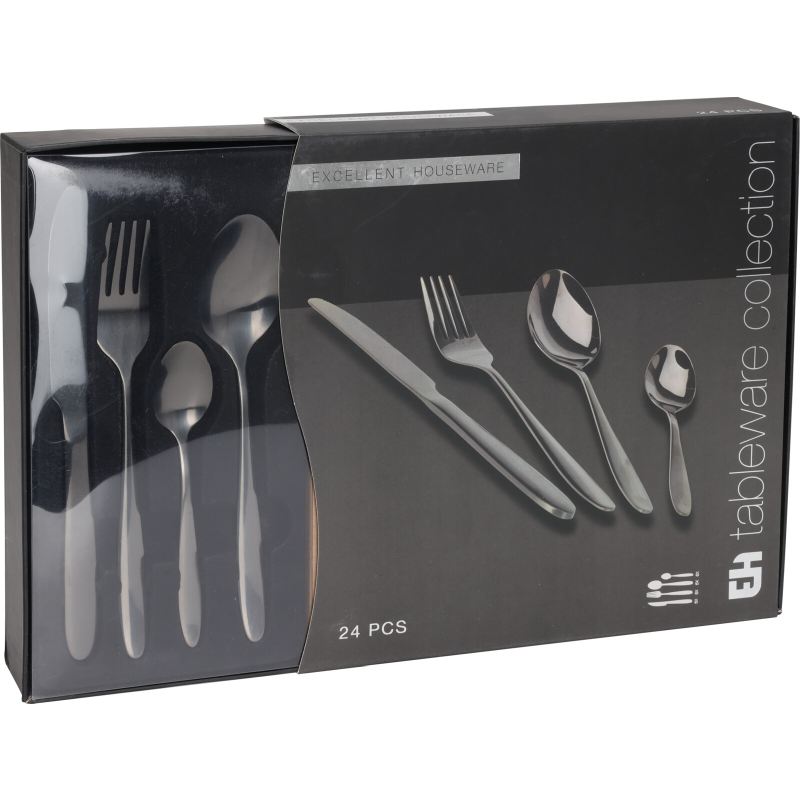Sada príborov nerez 24 ks ČIERNA