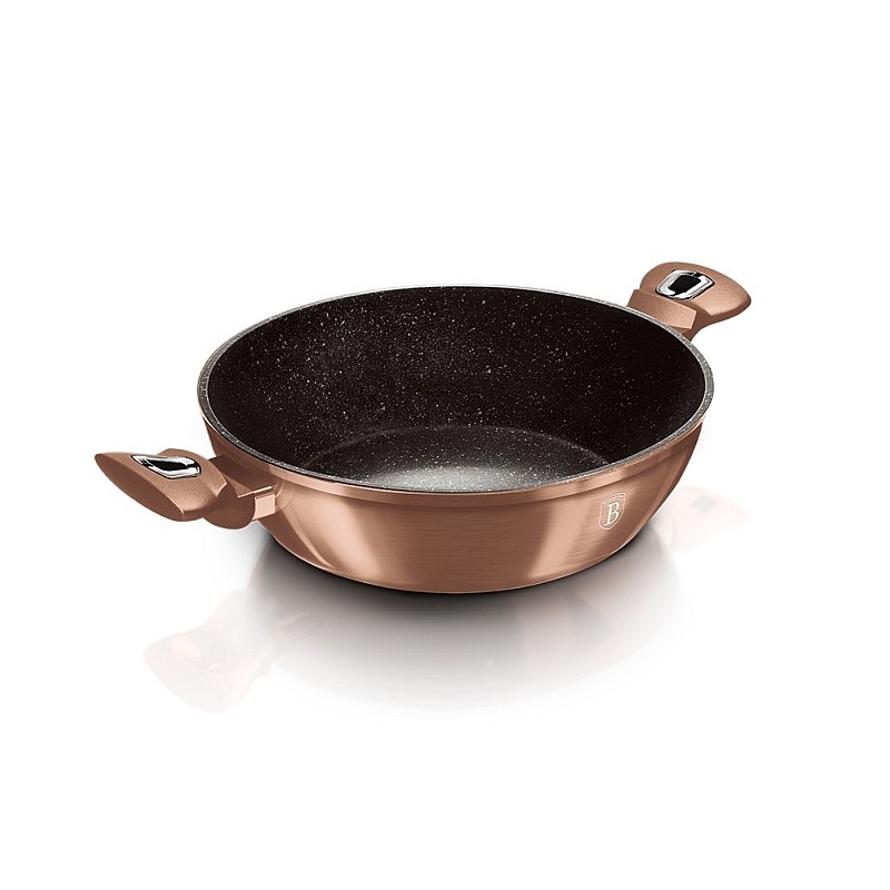 Pekáč kulatý s mramorovým povrchem a poklicí  28 cm Rosegold Metallic Line