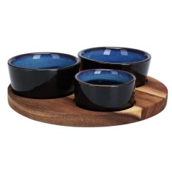Boluri de servire cu tava rotunda set de 4 albastre