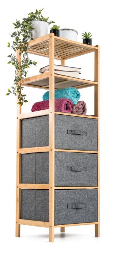 Bambusový regál G21 s 5 košíky