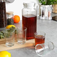 Sada pohárov s karafou na limonádu sklenená 5 ks