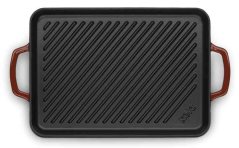 Grilovacia doska liatinová Calido 35x25 cm červená
