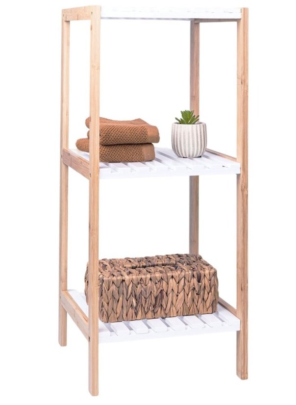 Policový regál do koupelny dřevěný 79 cm