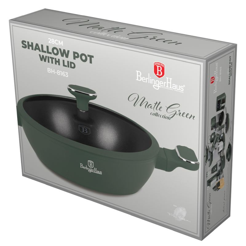 Kastrol s titanovým povrchem a poklicí 28 cm Matte Green Collection