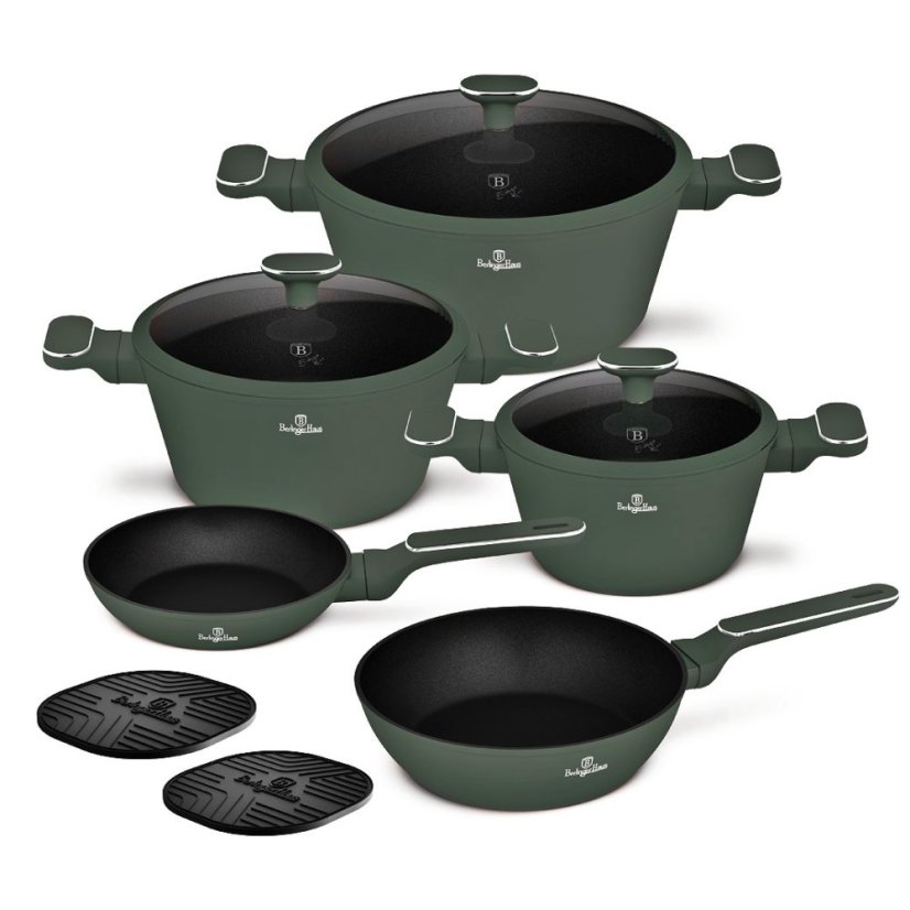 Sada nádobí s titanovým povrchem 10 ks Matte green Collection