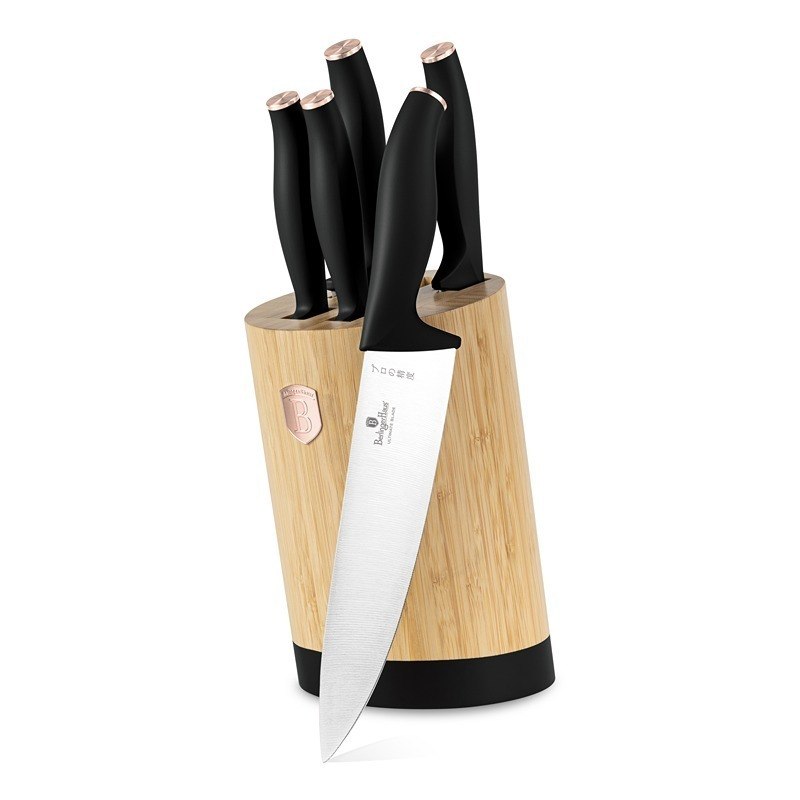Sada nožů se stojanem BAMBOO 6 ks nerez Black Rose Collection