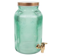 Dávkovač na limonádu skleněný 5 l zelená/rosegold
