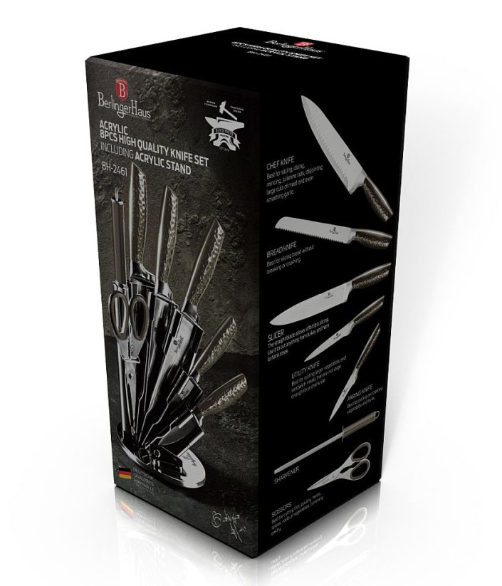 Sada nožů ve stojanu 8 ks Shiny Black Collection BlackSmith