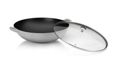 Wok litinový s poklicí CALIDO 36 cm šedá