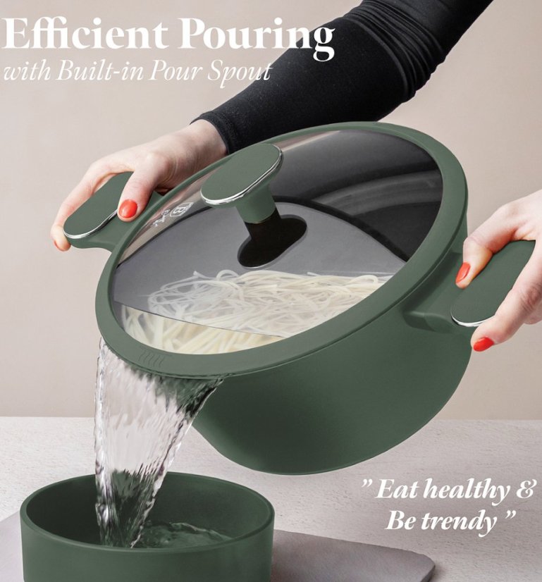 Sada nádobí s titanovým povrchem 15 ks Matte Green Collection