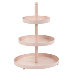 Etažér třípatrový nerez 35 cm pastelová růžová