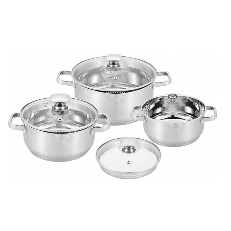 Set de vase cu strecurătoare din oțel inoxidabil Leipzig 6 buc