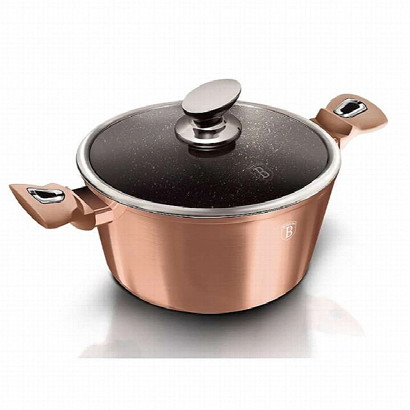 Kastrol s mramorovým povrchem a poklicí 30 cm Rosegold Metallic Line
