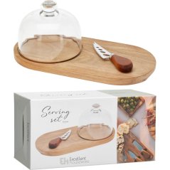 Servírovacia sada na agátovom podnose sada 3 ks