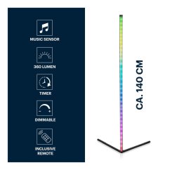 LED lampa rohová stojací RGBW s hudebním senzorem 140 cm