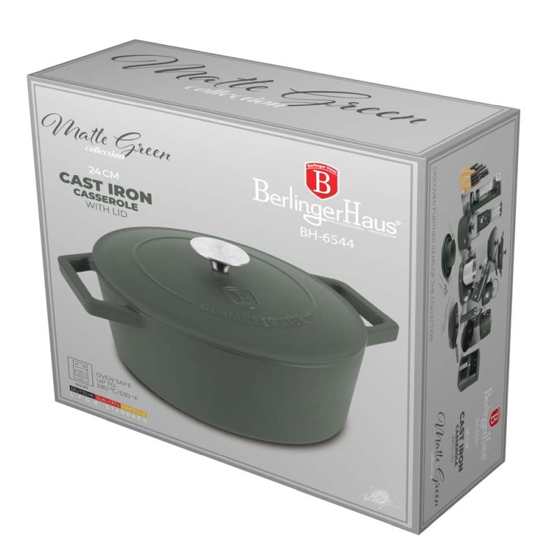 Pekáč liatinový s pokrievkou 24 cm Matte Green Collection