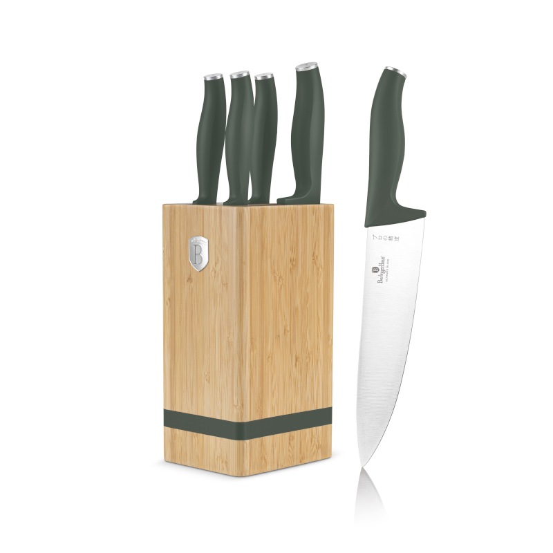 Sada nožů se stojanem BAMBOO 6 ks Matte Green Collection