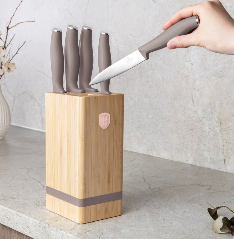 Sada nožů se stojanem BAMBOO 6 ks Taupe Collection Sada nožů se stojanem BAMBOO 6 ks Taupe Collection