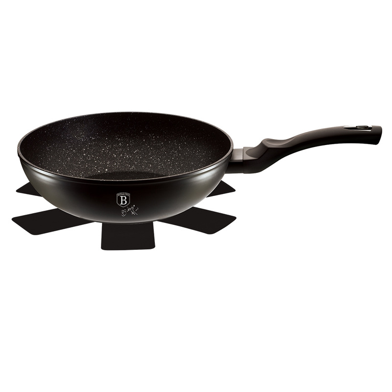 Pánev WOK s mramorovým povrchem 28 cm Black Silver Collection