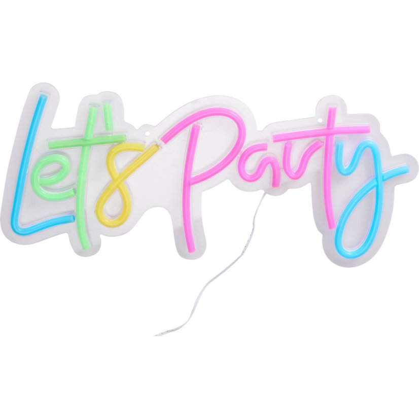 Dekorácia osvetlený nástenný nápis Lets party