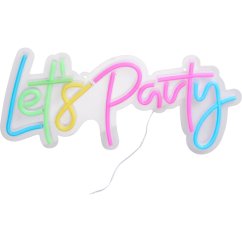 Dekorácia osvetlený nástenný nápis Lets party