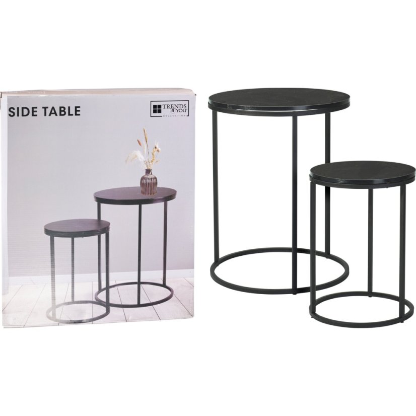 Stolek odkládací kov/MDF černá