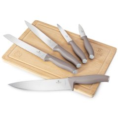 Set cutite cu placa de taiere 6 buc Colectia Taupe Set cutite cu placa de taiere 6 buc Colectia Taupe