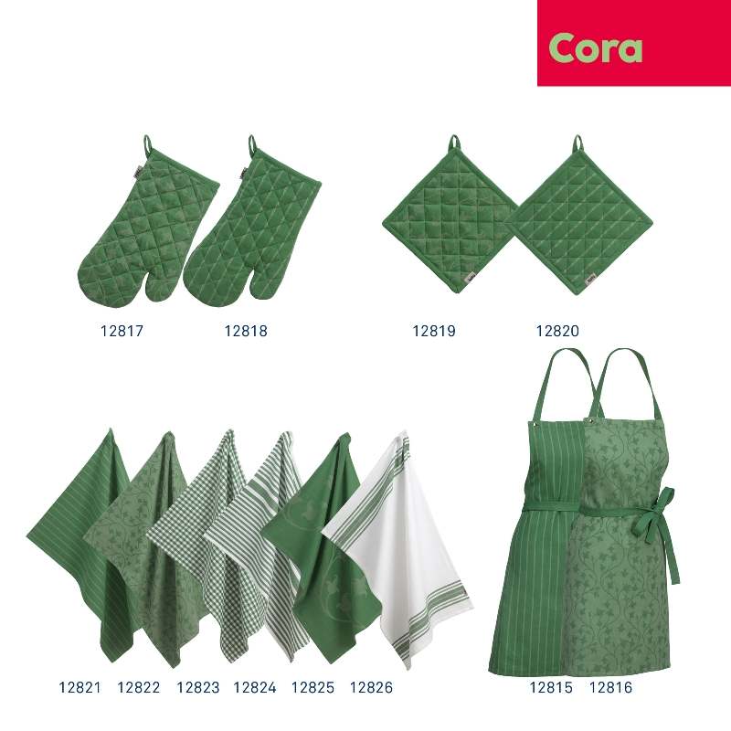 Zástěra Cora 100% bavlna světle zelená/zelený vzor 80,0x67,0cm