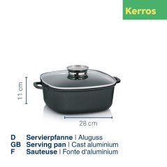 Tava patrata cu capac aroma 28 cm KERROS