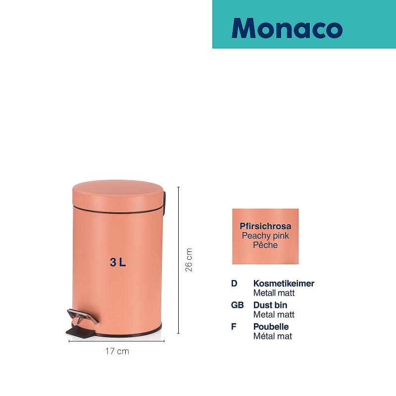 Koš kosmetický MONACO 3l  broskvově růžový