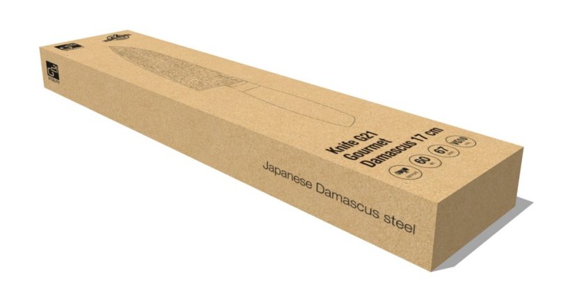 G21 Gourmet Damascus 17 cm, nôž Santoku, rukoväť zo zebrového dreva
