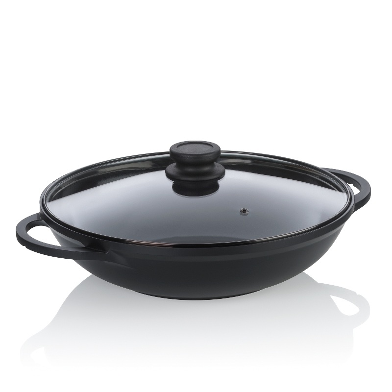 WOK pánev s keramickým povrchem a poklicí ATURA 32 cm