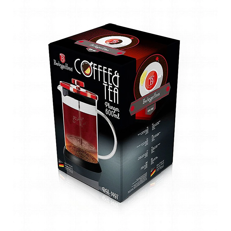 Konvička na čaj a kávu French Press 600 ml  Burgundy Metallic Line