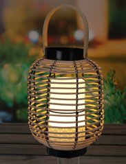Venkovní lucerna s LED svíčkou ratanová 24 cm