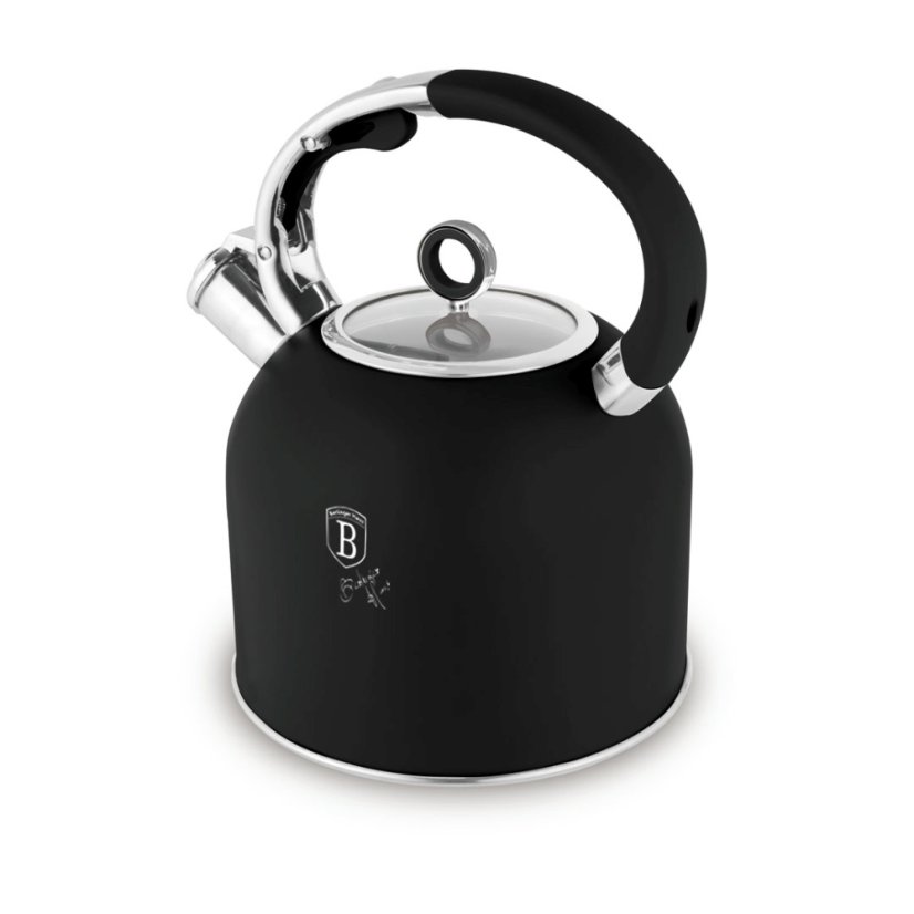 Konvice pískací se skleněným víkem 3 L Matte Black Collection