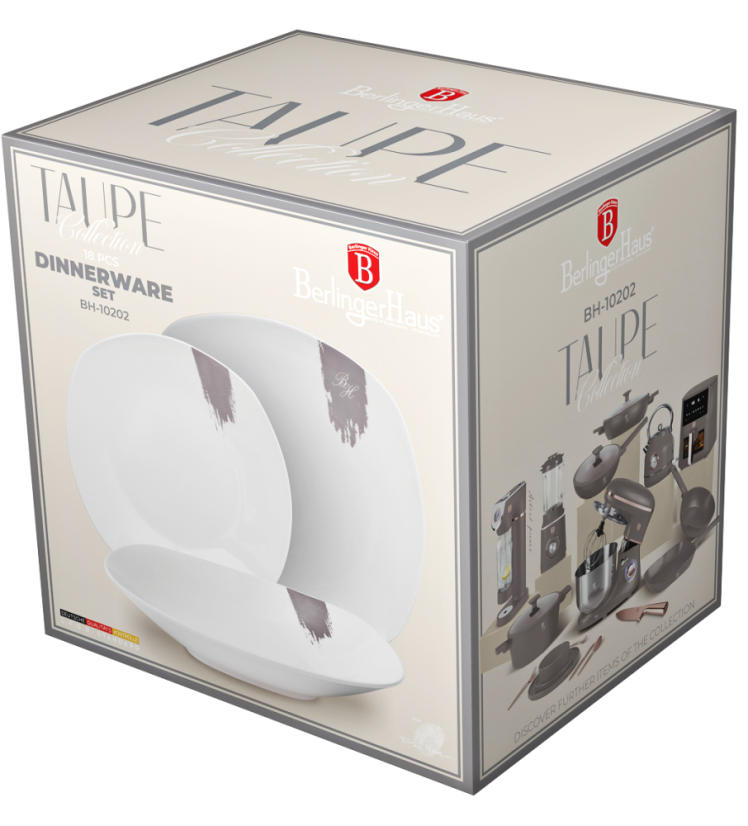 Jídelní sada talířů 18 ks Taupe Collection bílá-šedá