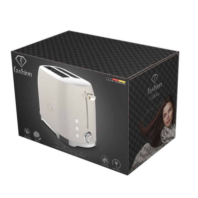 Prăjitor de pâine din oțel inoxidabil, 850 W, din colecția Cream Gold