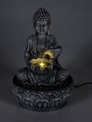 Fontána pokojová s LED osvětlením 29 cm Budha černá