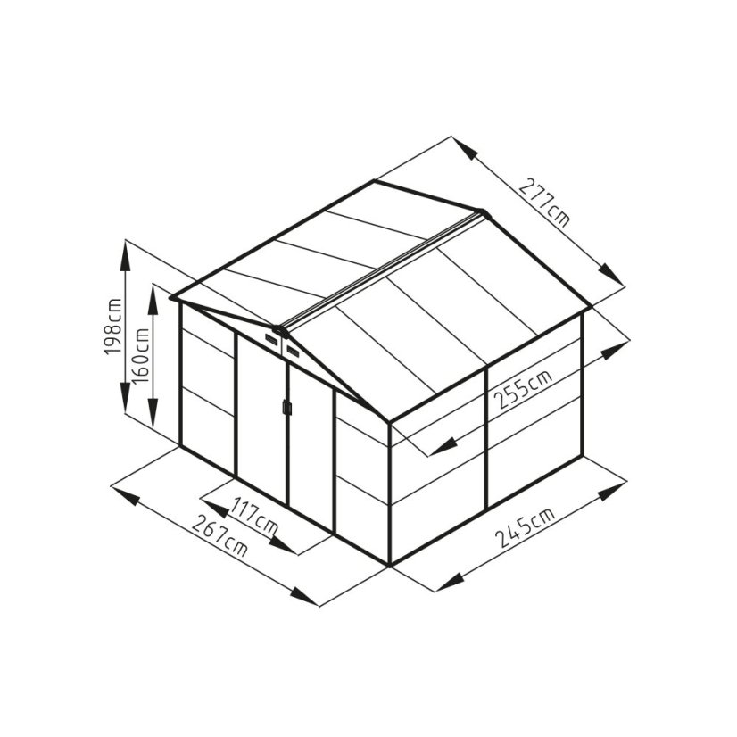 Casuta de gradina G21 GAH 706 - 277 x 255 cm, antracit