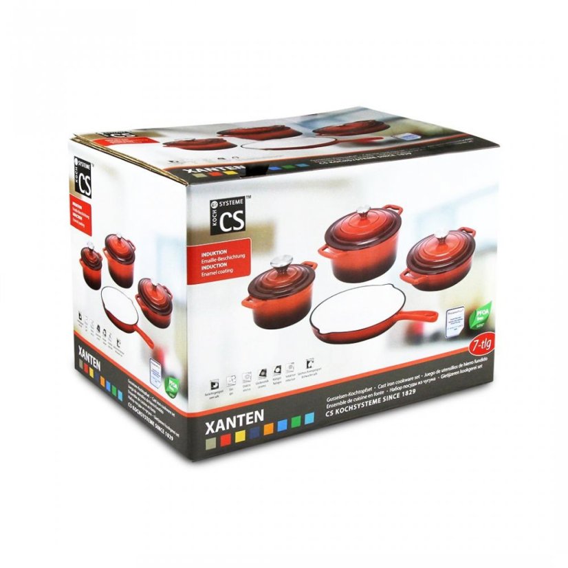 Sada nádobí litinová Xanten 7 ks červená