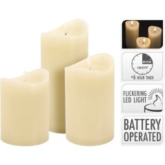 LED svíčka sada 3 ks slonová kost LED svíčka sada 3 ks slonová kost