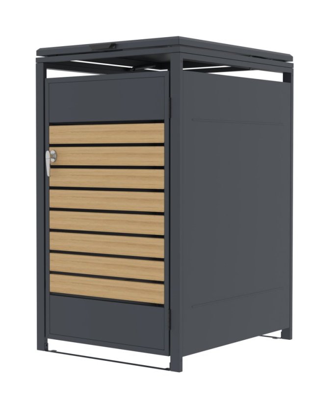 Adăpost pentru pubele G21 68x117x80 cm, antracit cu decor de lemn