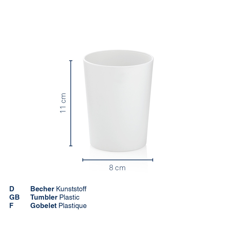 Pohár MARTA plastik bílá H 11cm / Ř 8cm