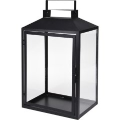 Lanternă metal set 3 buc sticlă 44+35+28cm