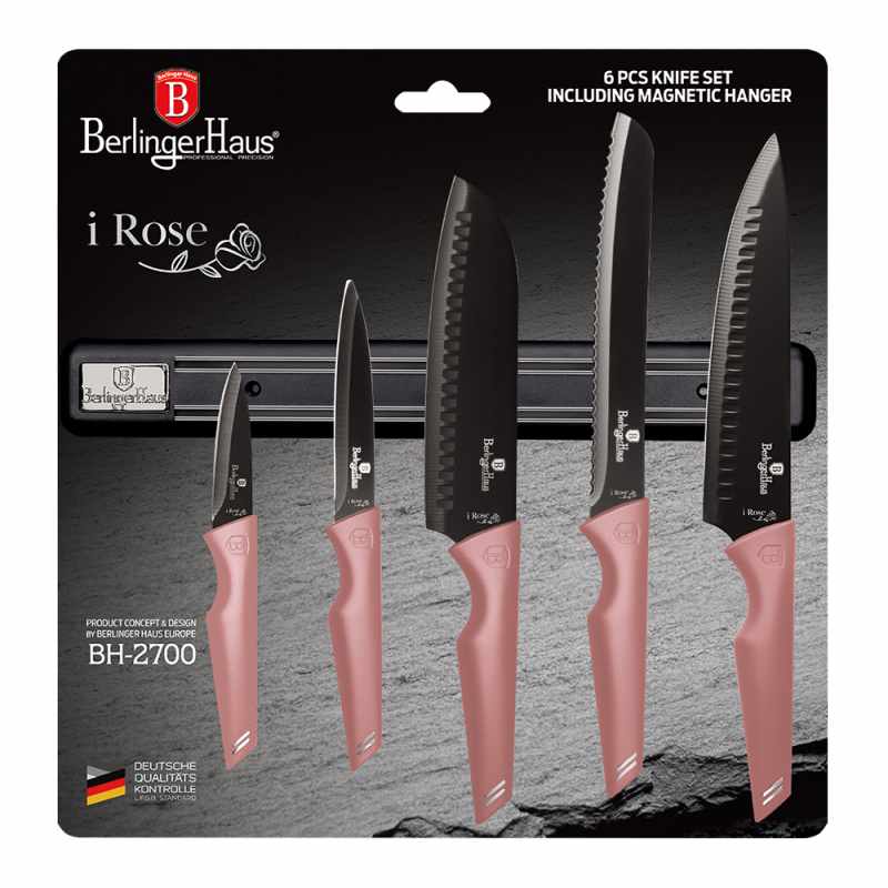 Súprava nožov s magnetickým držiakom 6 ks I-Rose Edition