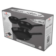 Sada pánví s titanovým povrchem 3 ks Matte Black Collection steak