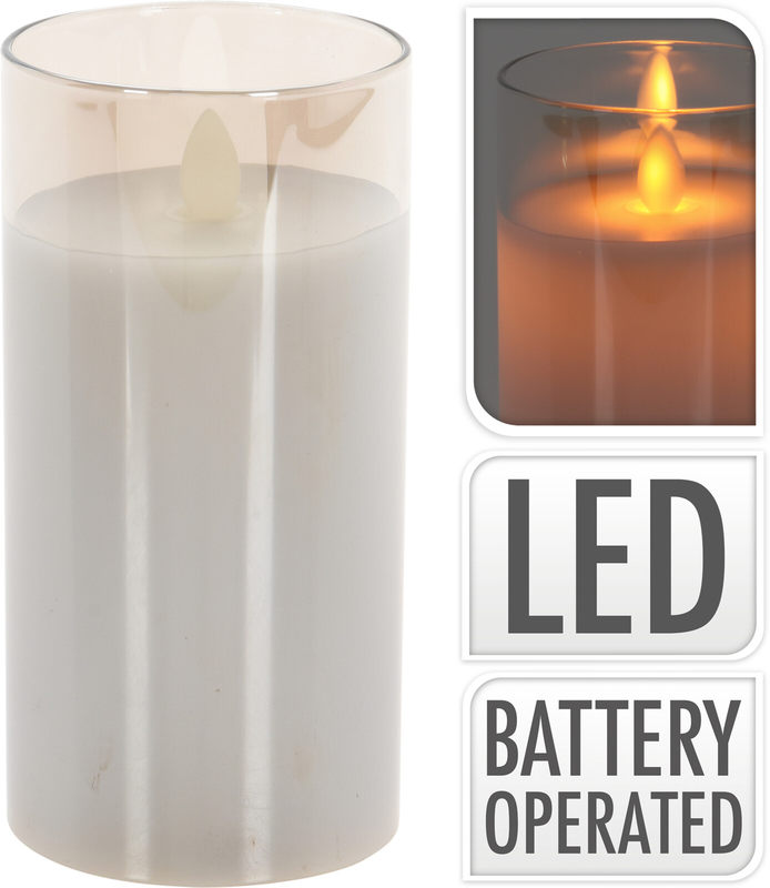 LED sviečka sklenená 7,5 x 15 cm teplá biela