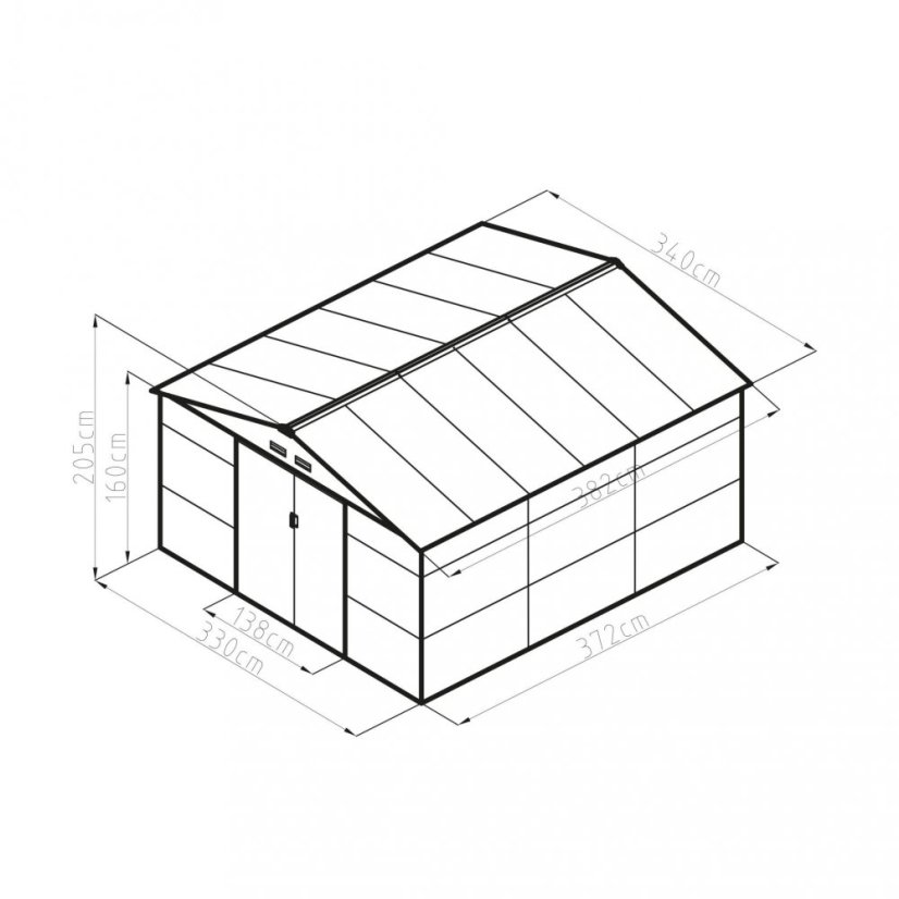 Casuta de gradina G21 GAH 1300 - 340 x 383 cm, gri